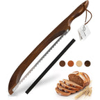 16.5” Bread Slicer For Homemade Bread, Serrated Bread Knife For Homemade Bread With Bow Design, Premium Bread Knife, Bread Slicer, Bread Cutter For Bagels, Baguettes, Dark Brown Color