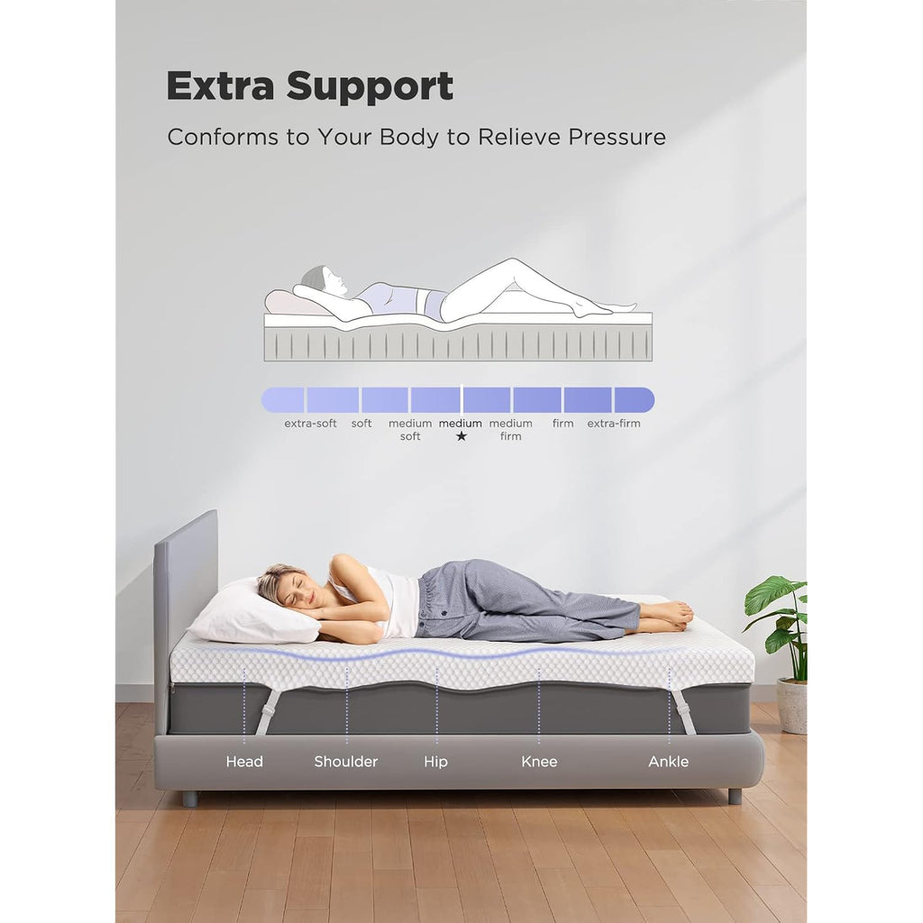 Perlecare Twin Xl Mattress Topper, 3 Inch Cooling Mattress Topper - Gel Memory Foam For Pressure Relief, Premium Soft Sleep, Non-Slip Design With Removable & Washable Cover, Oeko-Tex Certified