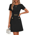 Merokeety Women'S Summer Business Casual Dress Short Sleeve 2026 Elegant Bodycon Work Office A Line Graduation Mini Dress
