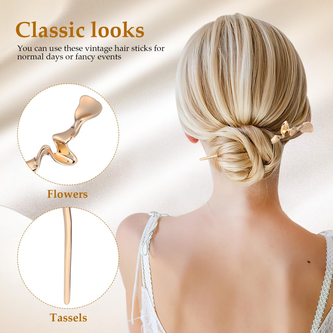2Pcs Chinese Hair Sticks: Gold Hair Chopsticks - Geometric Metal Pins For Women Bun Maker Chignon Maker Accessories