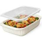 Artena Baking Dish 5.1 Quarts, Casserole Dishes For Oven, Baking Pan With Handles, Lasagna Pan Deep, Large Casserole Dish, Rectangular White Ceramic Bakeware (Baking Dish With Lids)