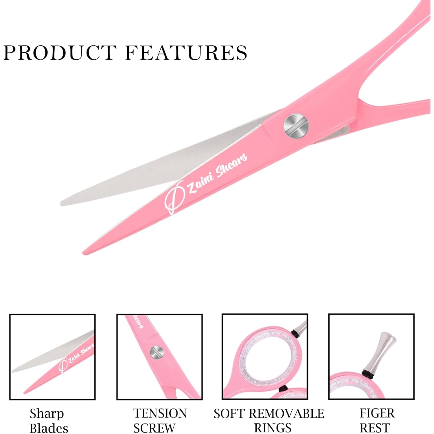 Hair Cutting Scissors Extremely Sharp Right-Hand Razor Edge - 5.5” Overall Length,Made Of 420C Japanese Stainless Steel Salon Scissors Professional Barber Haircut Scissors (Pink, 5.5'')