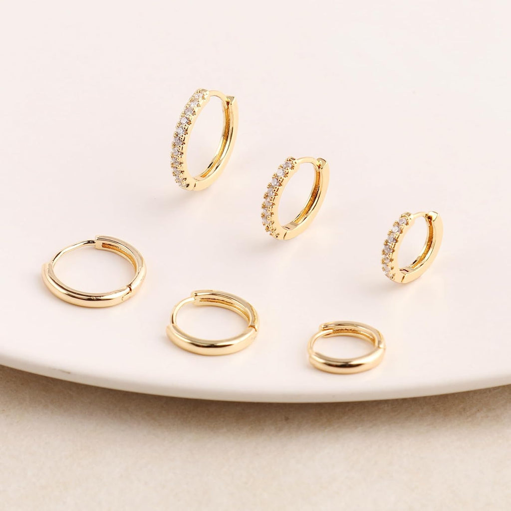 Gold Hoop Earrings Set Huggie Hoop Earrings Hypoallergenic Tiny Lightweight Cartilage Cubic Zirconia Jewelry Everyday Earrings for Women Piercing