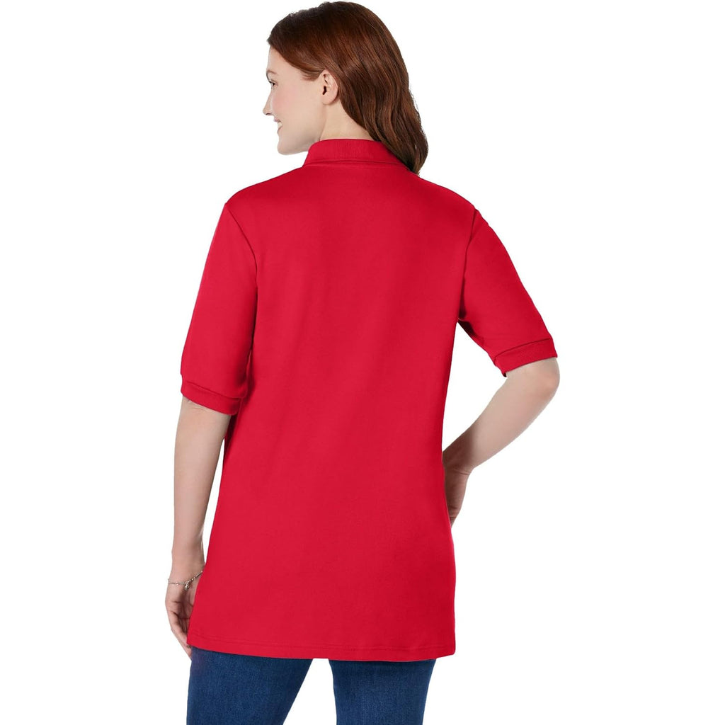Woman Within Plus Size Elbow-Sleeve Polo Tunic