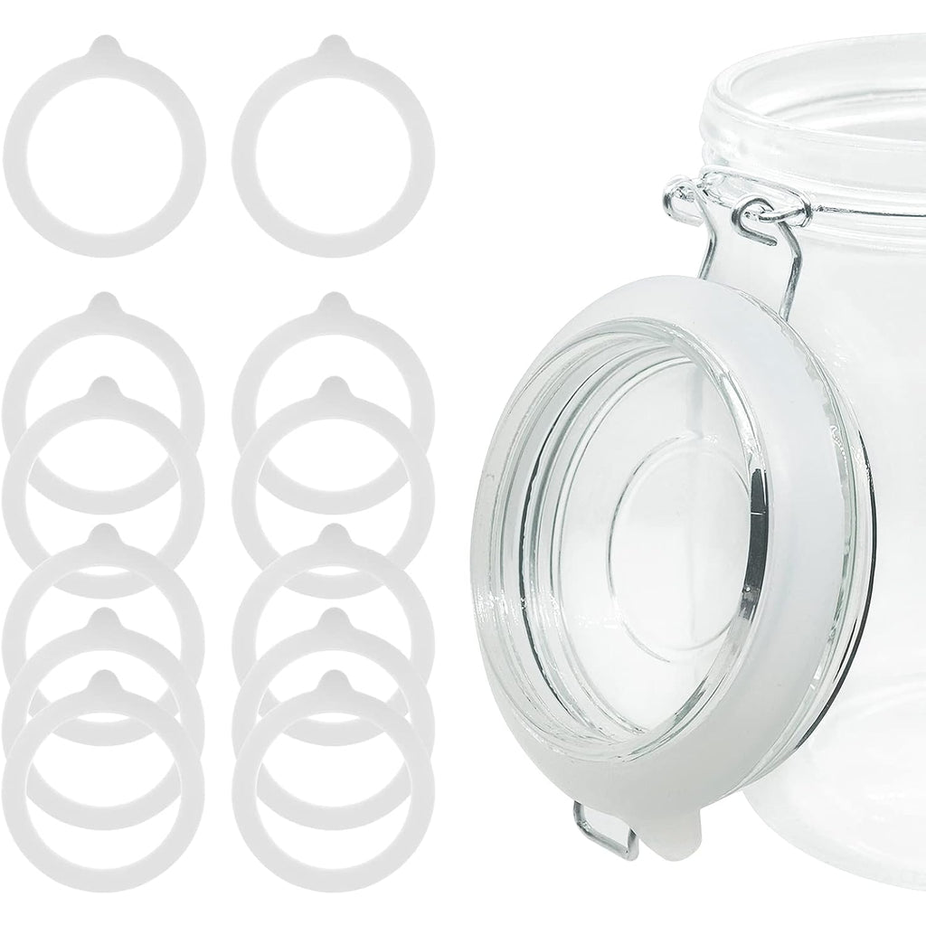 12 Pieces Rubber Seals Rings For Glass Jars, Airtight Silicone Replacement Gasket, Leakproof Silicone Gasket Sealing Rings For Mason Jars, Elastic And Fits Most Sizes (White)
