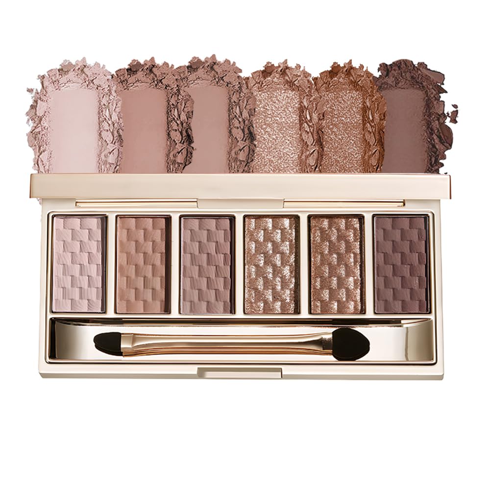 Neutral Nude Brown Eyeshadow Palette – 6 Matte & Shimmer Shades, Blendable Long-Lasting Eye Shadow Kit for Natural Everyday Makeup, Soft Glam Looks & Mature Eyes, High Pigment Smooth Formula 1