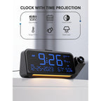 Mesqool Projection Alarm Clock Ceiling Display, With Temperature, Humidity | Dual Alarms, 5-Level Dimmer, Date, Night Light, Weekday/Weekend Mode, 12/24H, Dst, , Snooze, 180° Rotatable, For Bedroom