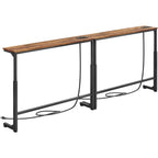 Kitstorack 2-Pack Narrow Console Table With Adjustable Height (25"-33") & 2 Power Outlets, Skinny Behind Couch Table, 78.8" Long X 5.9" Wide Sofa Side Table For Living Room, Rustic Brown