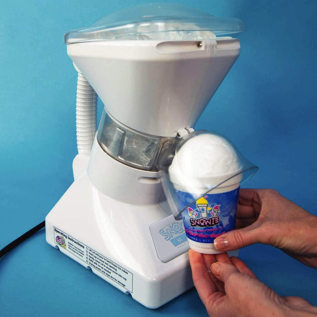 Snowie - Little Snowie Max Snow Cone Machine - Premium Shaved Ice Maker, With Powder Sticks Syrup Mix, 6-Stick Kit, White