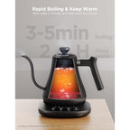 Govee Smart Electric Kettle, Wifi Variable Temperature Gooseneck Pour Over Kettle And Tea Kettle, Alexa Control, 1200W Quick Heating, 100% Stainless Steel, 0.8L, Matte Black