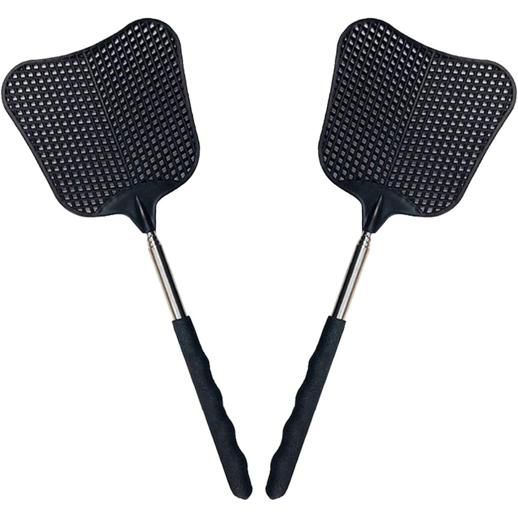 Telescopic Fly Swatters, Durable Plastic Fly Swatter Heavy Duty Set, Flyswatter With Stainless Steel Handle For Indoor/Outdoor/Classroom (2 Pack)