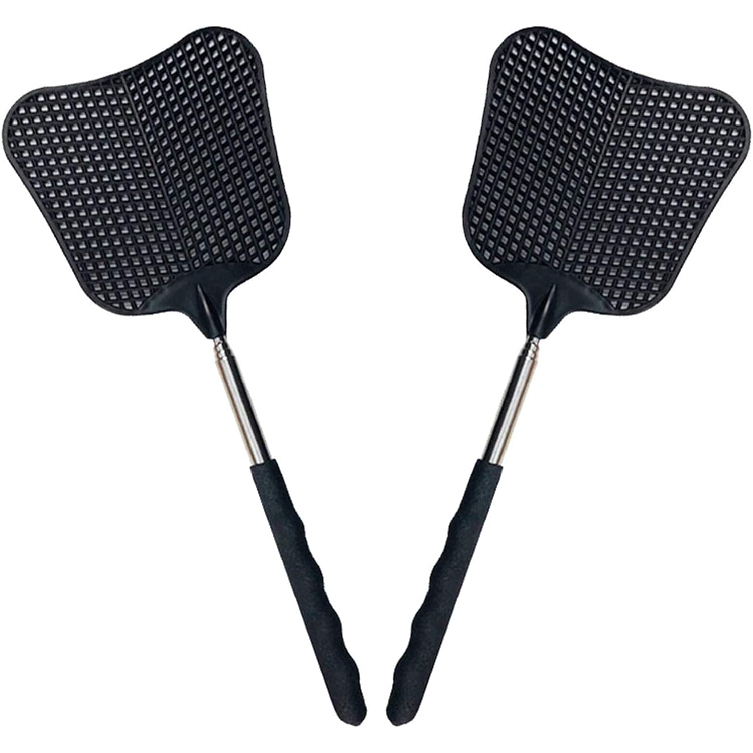 Telescopic Fly Swatters, Durable Plastic Fly Swatter Heavy Duty Set, Flyswatter With Stainless Steel Handle For Indoor/Outdoor/Classroom (2 Pack)