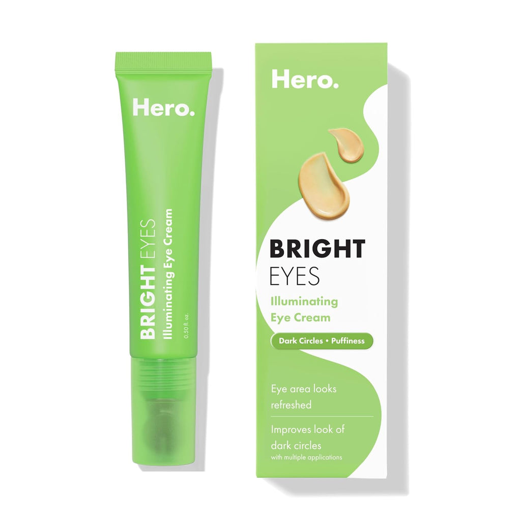 Hero Cosmetics Bright Eyes Illuminating Eye Cream - Reduces The Look Of Dark Circles With Multiple Applications - Featuring A Stainless Steel Tip For A Cooling Effect (0.5 Fl Oz)