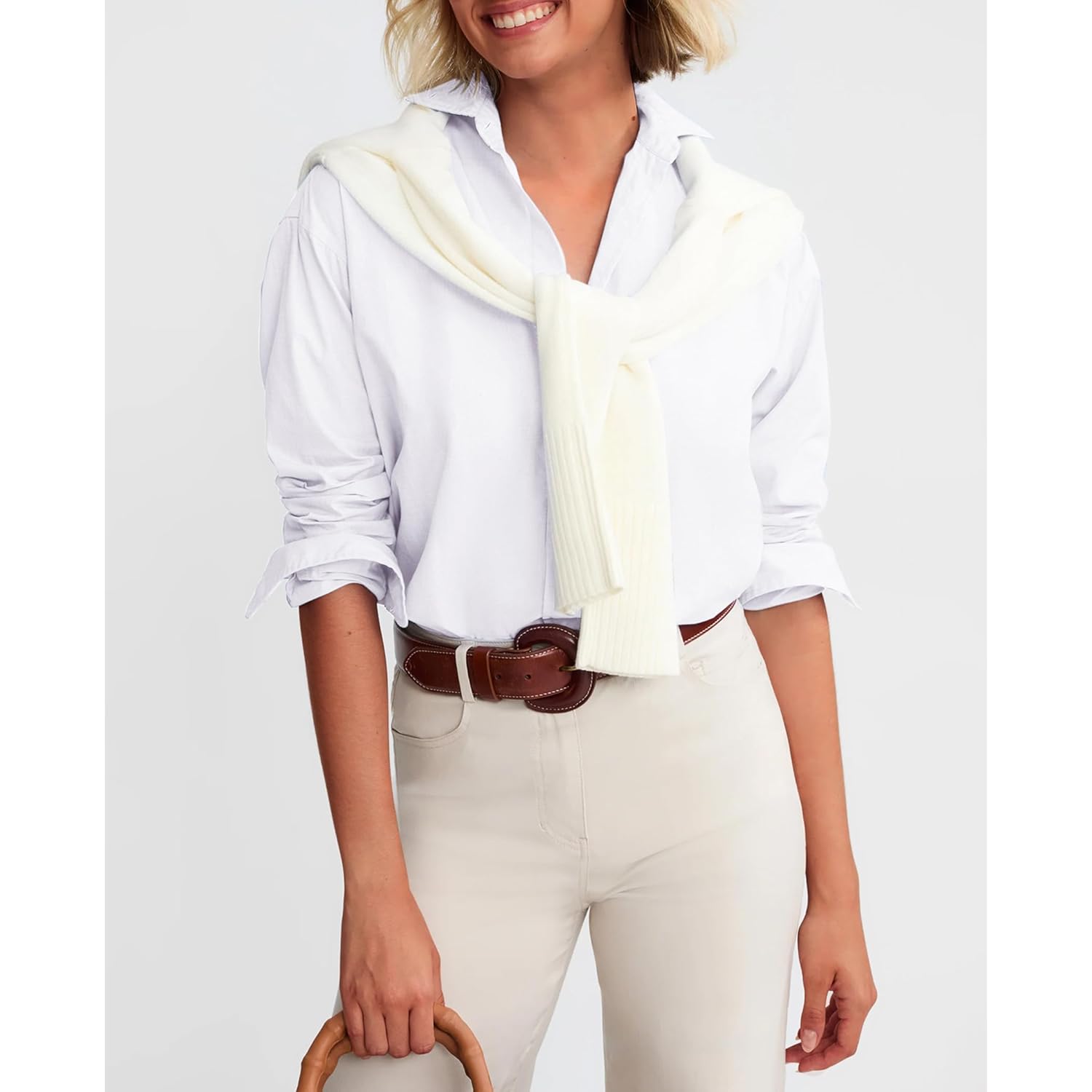 Button Down Shirts for Women Oxford Long Sleeve Dress Shirts Cotton Collared Wrinkle Free Blouse Tops