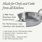 Made In Cookware | 12-Inch Stainless Steel Frying Pan | 5 Ply Stainless Clad | Professional Cookware | Crafted in Italy | Induction Compatible
