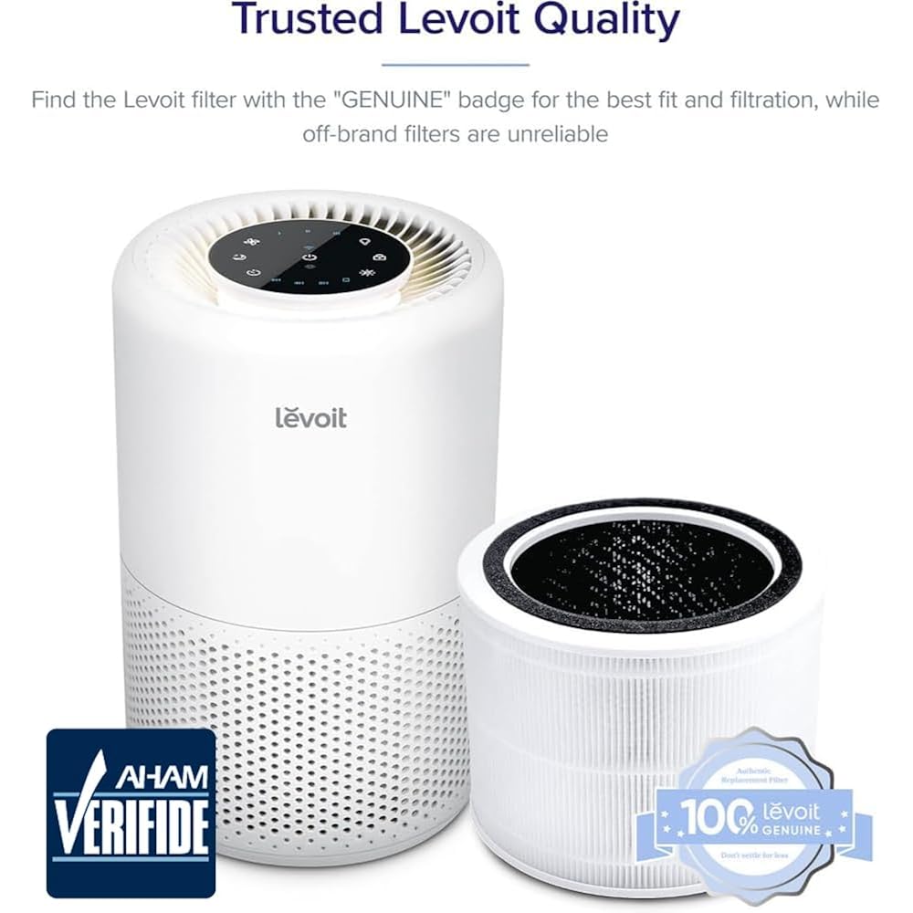 Levoit Core 200S-P Air Purifier Replacement Filter,Genuine Air Filter,1Pack | Aham Verifide,Hepa Sleep Mode, High-Efficiency Activated Carbon, Removes Smoke, Odors, Allergens,Dust,Pet Hair, Core 200S-Rf