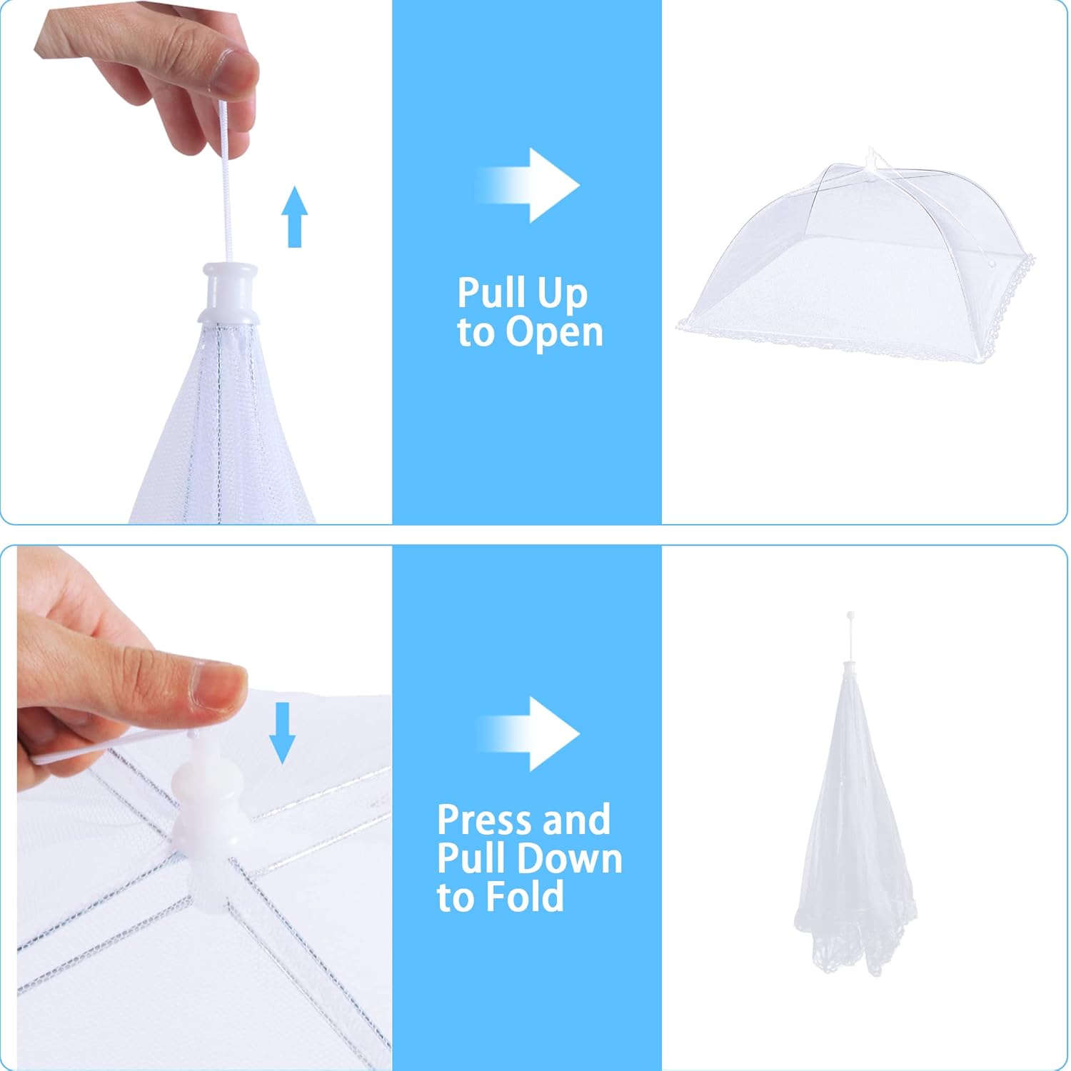 10 PACK Mesh Food Covers for Outside, Food Covers Outdoors Pop-up Food Tents 2 Extra Large (40"x24") & 8 Large (17"x17") for Picnic, Camping Supplies
