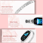 Fitness Tracker Watch Fashionable Women's Smartwatch Female Menstrual Period Reminder - Heart Rate and Blood Pressure Monitoring IP67 Waterproofing USB Magnetic Charging (Style 1)