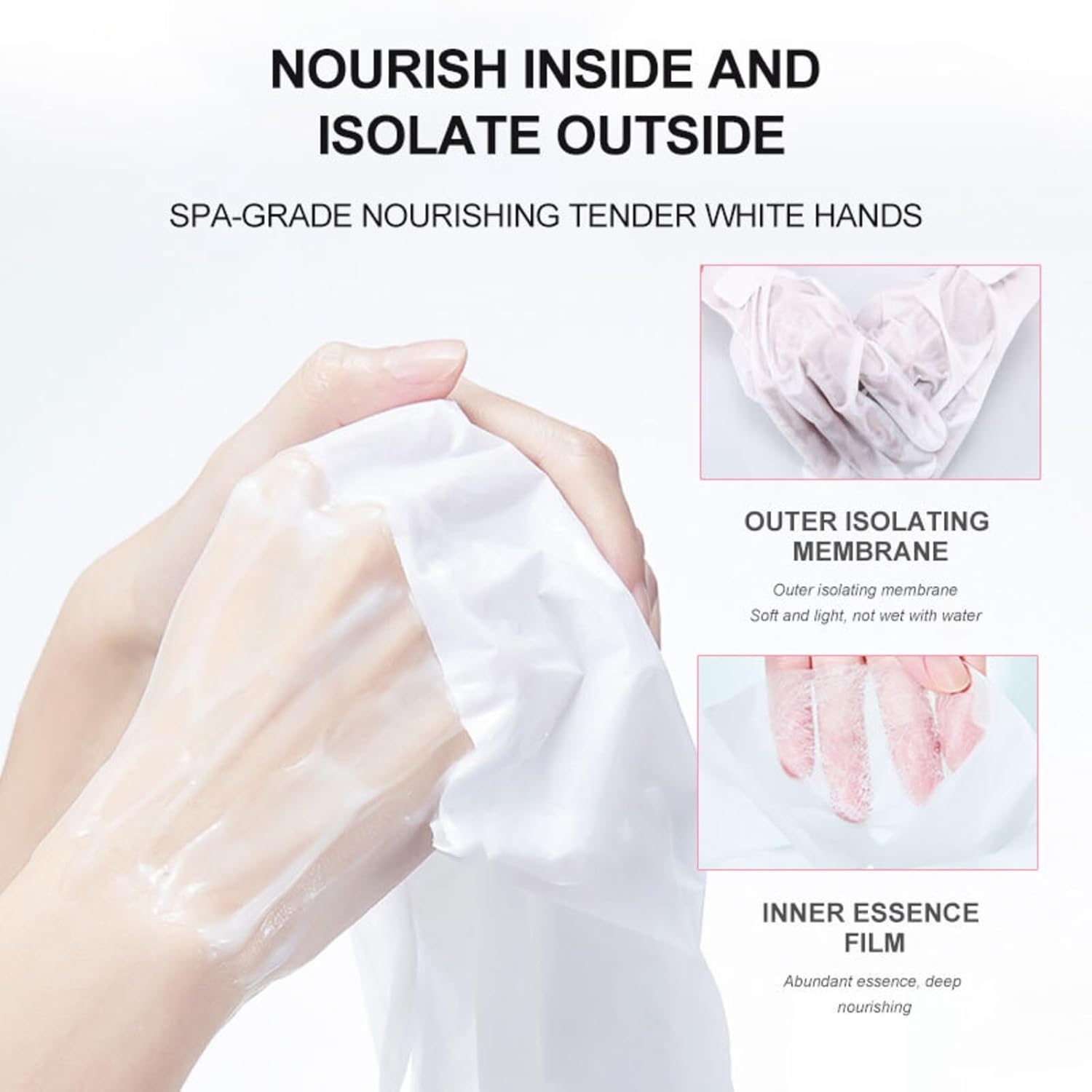 VolksRose 5 Pairs Hand Mask Gloves with Rose & Milk - Moisturizing Hand Mask for Dry Cracked Hands Overnight Repair Treatment, Intensive Hydration Spa Gloves for Women, Self Care Gifts for Rough Skin