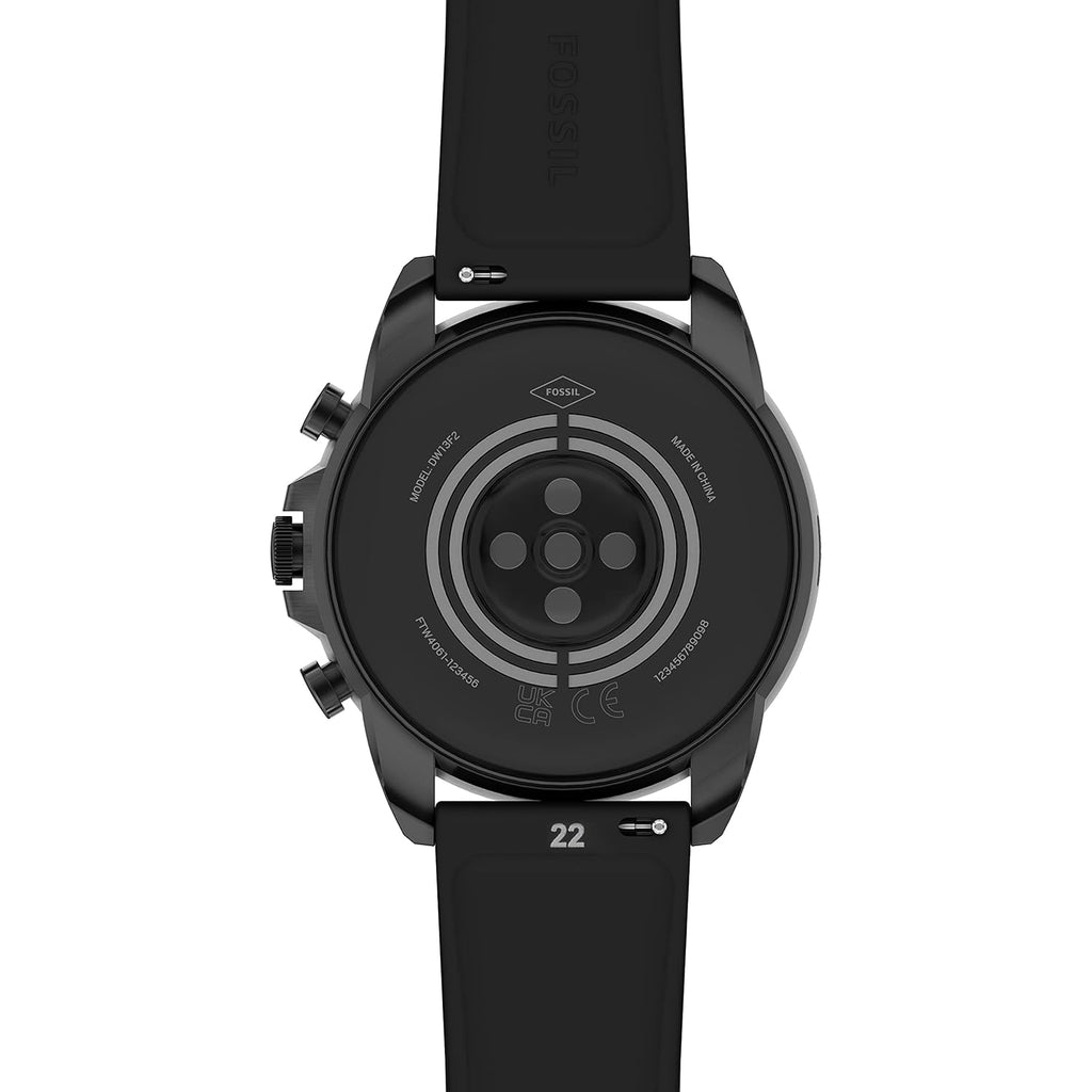 Fossil Men's Gen 6 44mm Stainless Steel and Silicone Touchscreen Smart Watch, Color: Black (Model: FTW4061V)