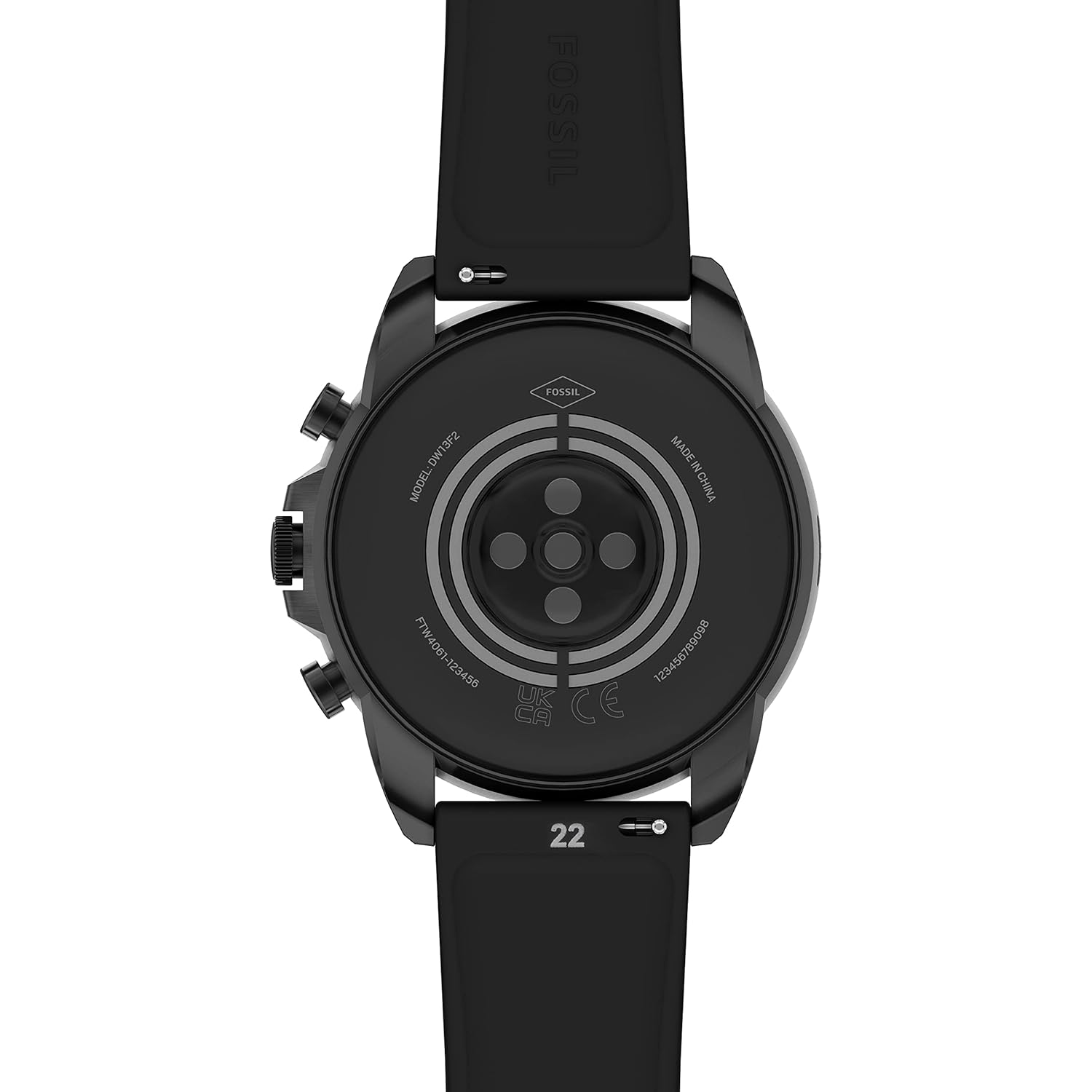 Fossil Men's Gen 6 44mm Stainless Steel and Silicone Touchscreen Smart Watch, Color: Black (Model: FTW4061V)