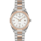 Tissot Prc 100 Solar, White Dial, 34Mm Watch For Women, Two-Tone Rose Gold And Silver Stainless Steel Bracelet, Solar Quartz Movement, T1518222211100