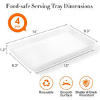 WOWBOX 4 pcs Serving Tray for Party, Grilling Accessories, Serving Platters for Snacks, Fruit, Reusable Plastic Trays for Serving Food and Pantry Organization in Kitchen & for Mothers Day Parties