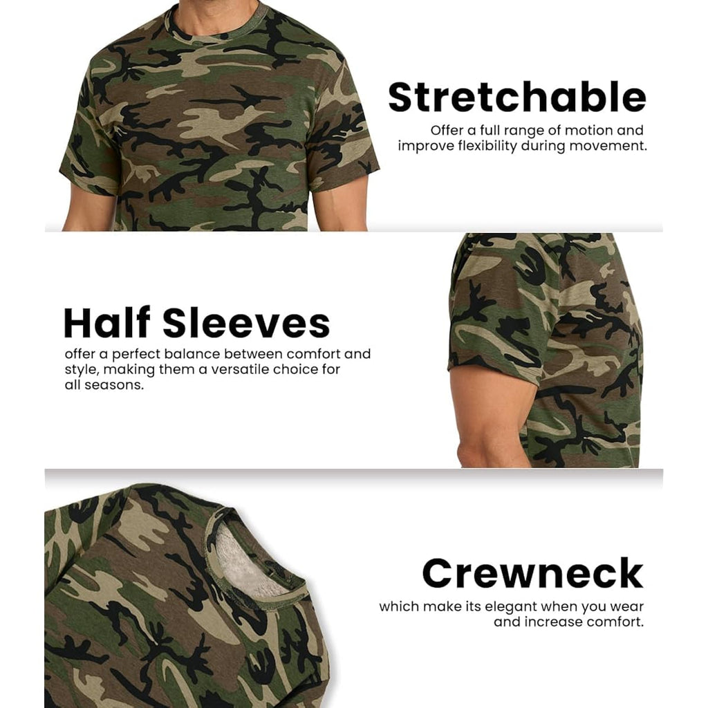 Justblanks Men'S Camouflage Tee Shirts - 100% Cotton Short-Sleeve T- Shirt - Military Camo Crewneck Shirt For Men