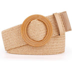 Rrwin Rattan Straw Raffia Summer Belts for Women 2026 Elastic Stretch Woven Waist Wide Band