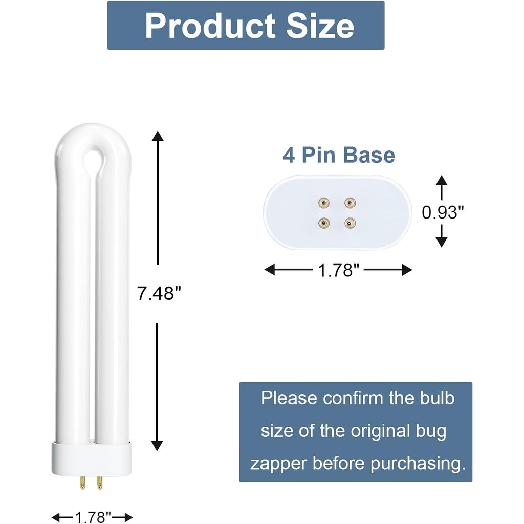Bug Zapper Light Bulb Replacement For 15W Bug Zapper With 4-Pin Base, Ful 15W-Bl U Shaped Twin Tube Bulb For Outdoor Mosquito Zapper, 1 Pack
