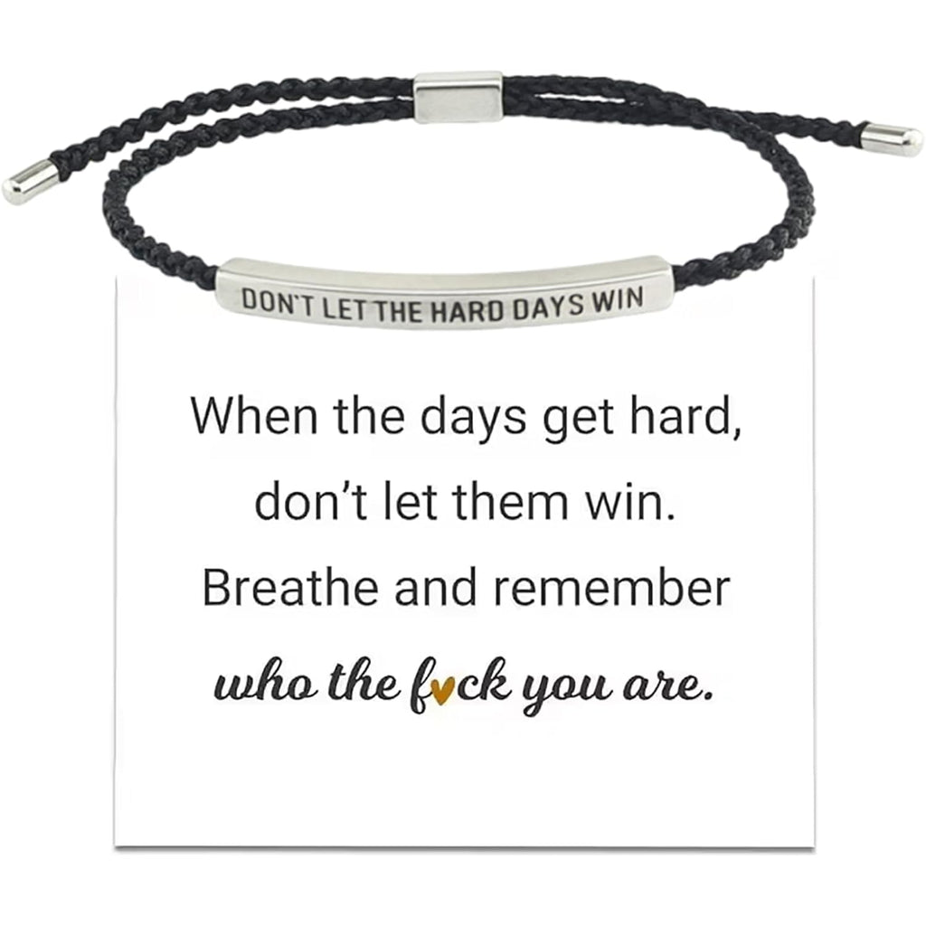 Don't Let The Hard Days Win Bracelet - Adjustable Titanium Motivational Inspirational Wrap Bracelet for Women Men - Handmade Braided Encouragement Gift Jewelry for Mother's Day, Graduation, Birthday, Friends, Christmas, or Everyday Wear