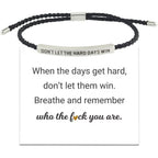 Don't Let The Hard Days Win Bracelet - Adjustable Titanium Motivational Inspirational Wrap Bracelet for Women Men - Handmade Braided Encouragement Gift Jewelry for Mother's Day, Graduation, Birthday, Friends, Christmas, or Everyday Wear