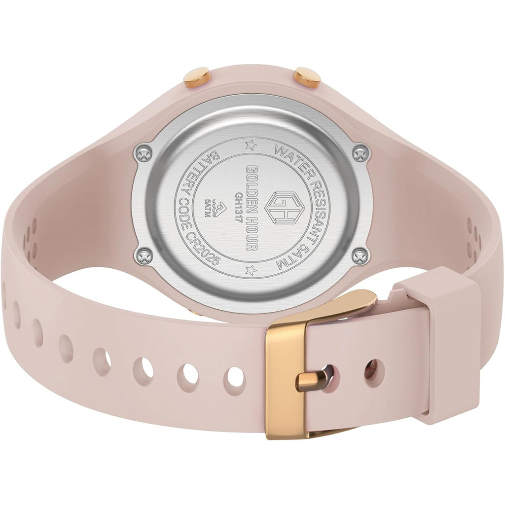 Golden Hour Waterproof Sport Women'S Digital Chronograph Silicone Strap Watch