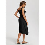 Ododos Square Neck Midi Dress With Pockets For Women Summer Casual Sleeveless Sundress Flare Tank Dress