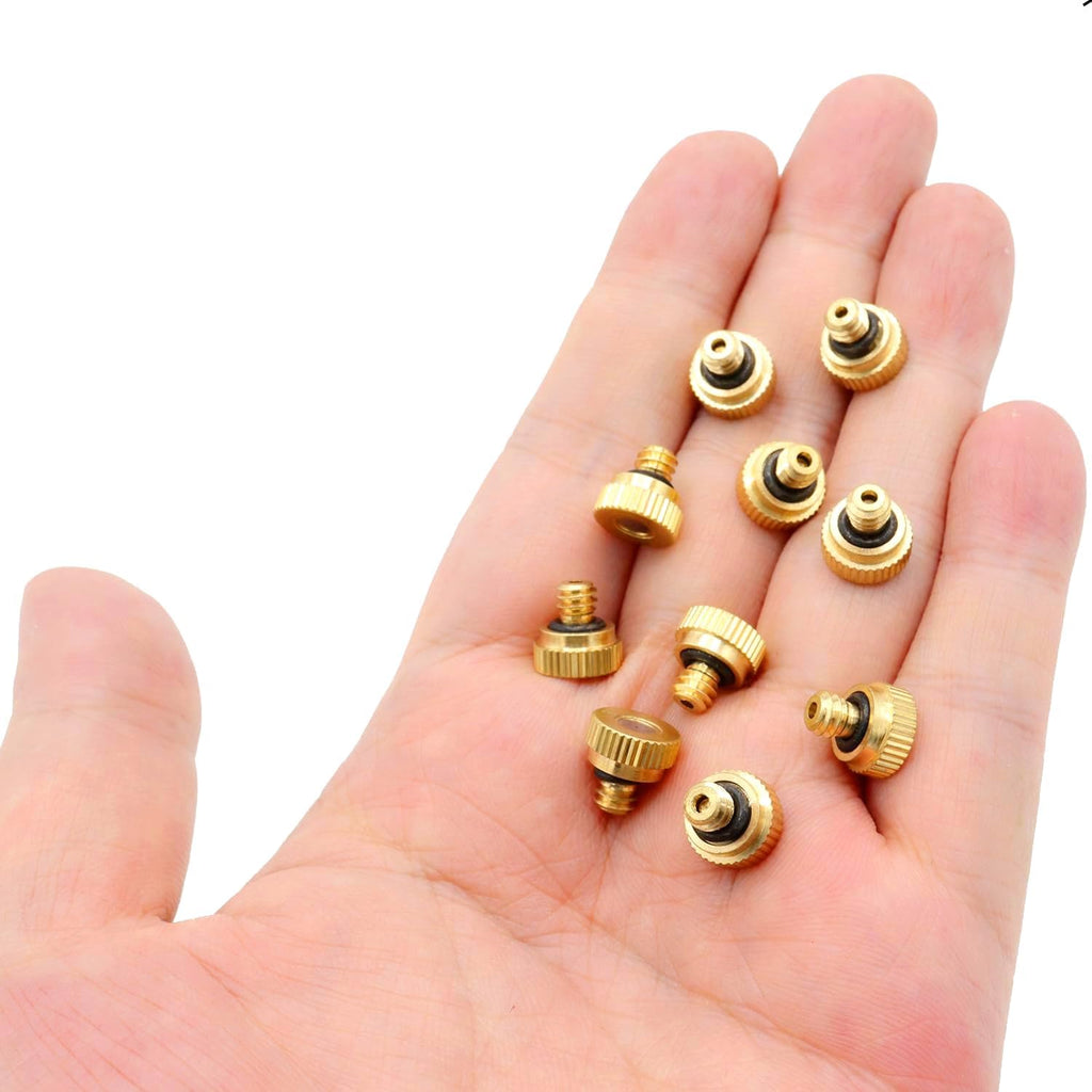 10Pcs Brass Misting Nozzle - 0.004" Orifice (0.1Mm) Dia 10/24 Unc Replacement Heads For Outdoor Cooling System (0.1Mm)