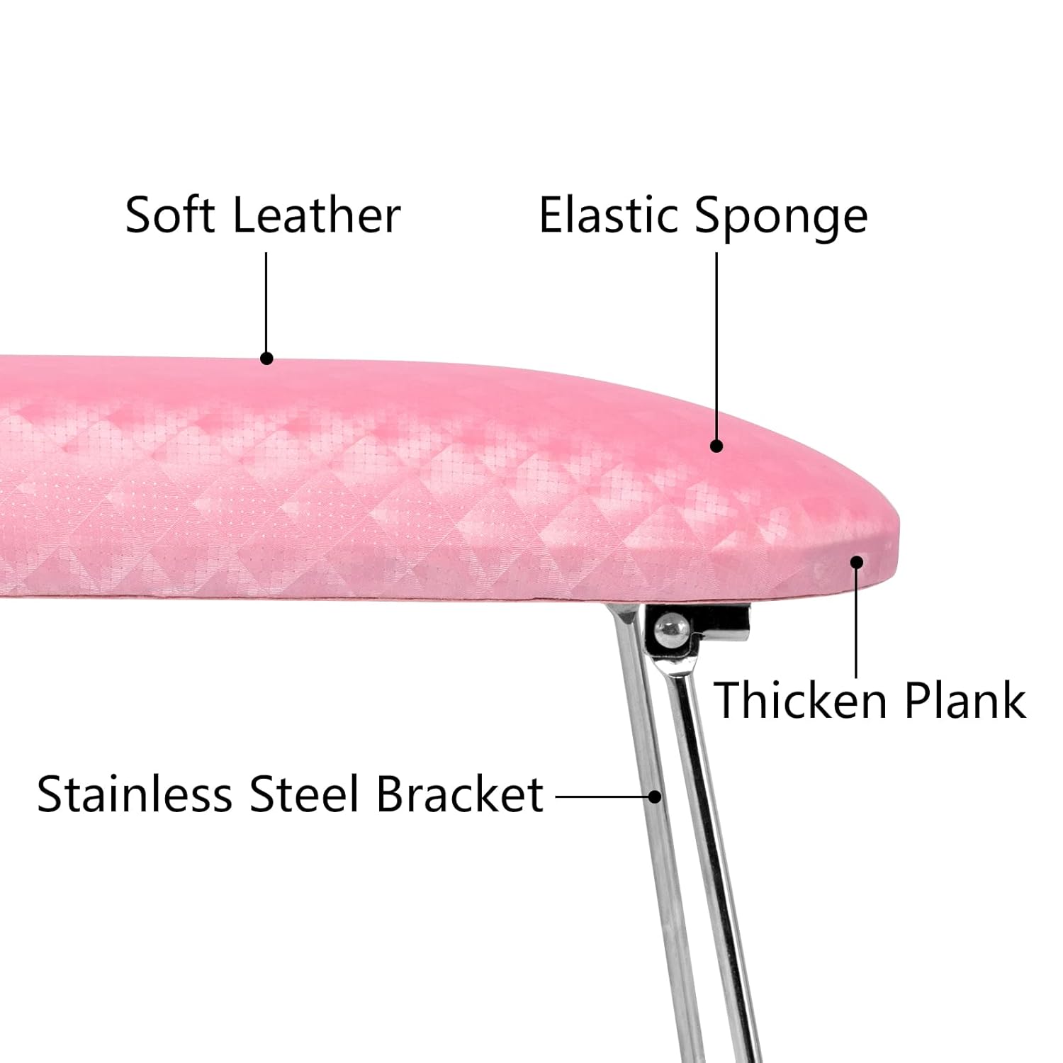 Krofaue Arm Rest for Nails Tech, Professional Microfiber Leather Nail Hand Rest Stand Arm Rest for Acrylic Nails Cushion Hand Holder with Non-slip - Nail Technician Use Must Have (Pink)