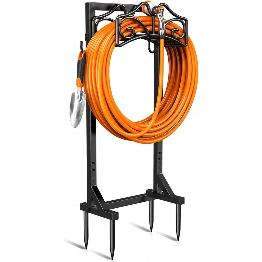 Garden Hose Holder, Heavy Duty, Freestanding For Outside, Metal | Detachable Water Hose Holder Stand, Garden Hose Reel Rack And Hose Storage Organizer For Outside Yard