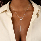 Lariat Gold Necklaces for Women Trendy Dainty Long Necklace 14k Gold Plated/Silver Layered Drop Beaded Chain Necklaces Y-shaped Pendant Necklace Simple Gold Jewelry Gifts