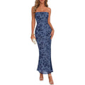 Merokeety Women'S 2026 Summer Wedding Guest Dresses Formal Strapless Bodycon Floral Tube Mesh Cocktail Party Maxi Dress