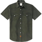 Dubinik® Pearl Snap Western Shirt For Men Short Sleeve Durable Cotton Cowboy Work Shirt