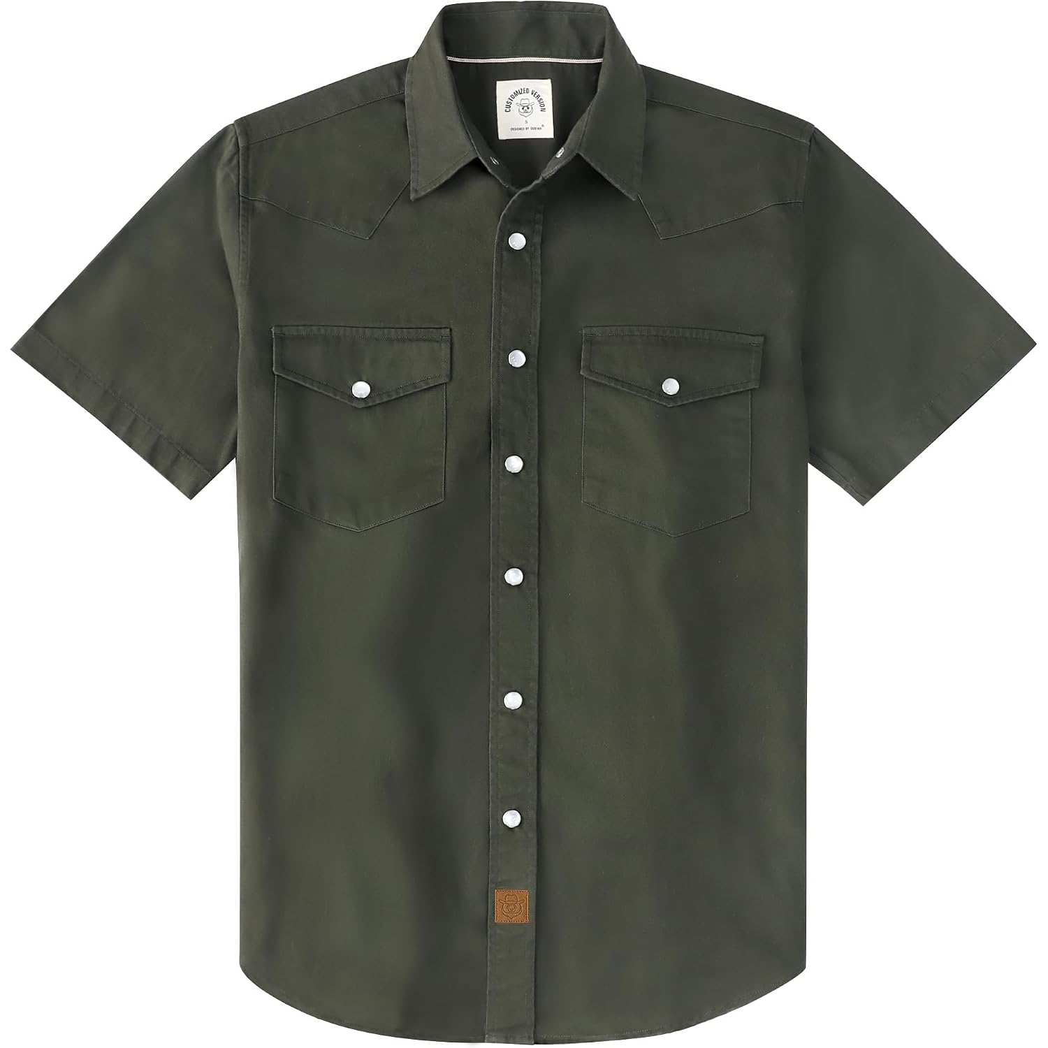 Dubinik® Pearl Snap Western Shirt For Men Short Sleeve Durable Cotton Cowboy Work Shirt