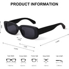 BUTABY Rectangle Sunglasses for Women Retro Driving Glasses 90’s Vintage Fashion Narrow Square Frame UV400 Protection Black Frame Grey Lens+leopard Brown Lens