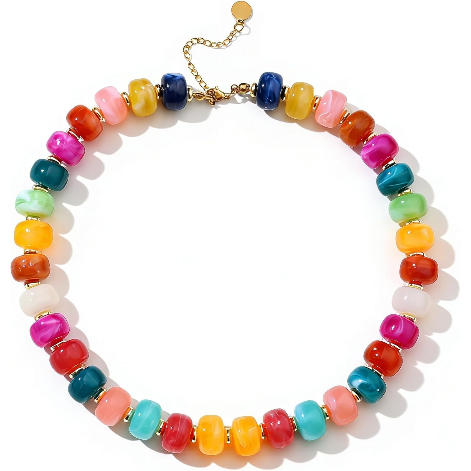 Chunky Beaded Statement Necklace for Women Trendy Colorful Boho Resin Bead Choker Necklaces Summer Handmade Jewelry Gifts Accessories