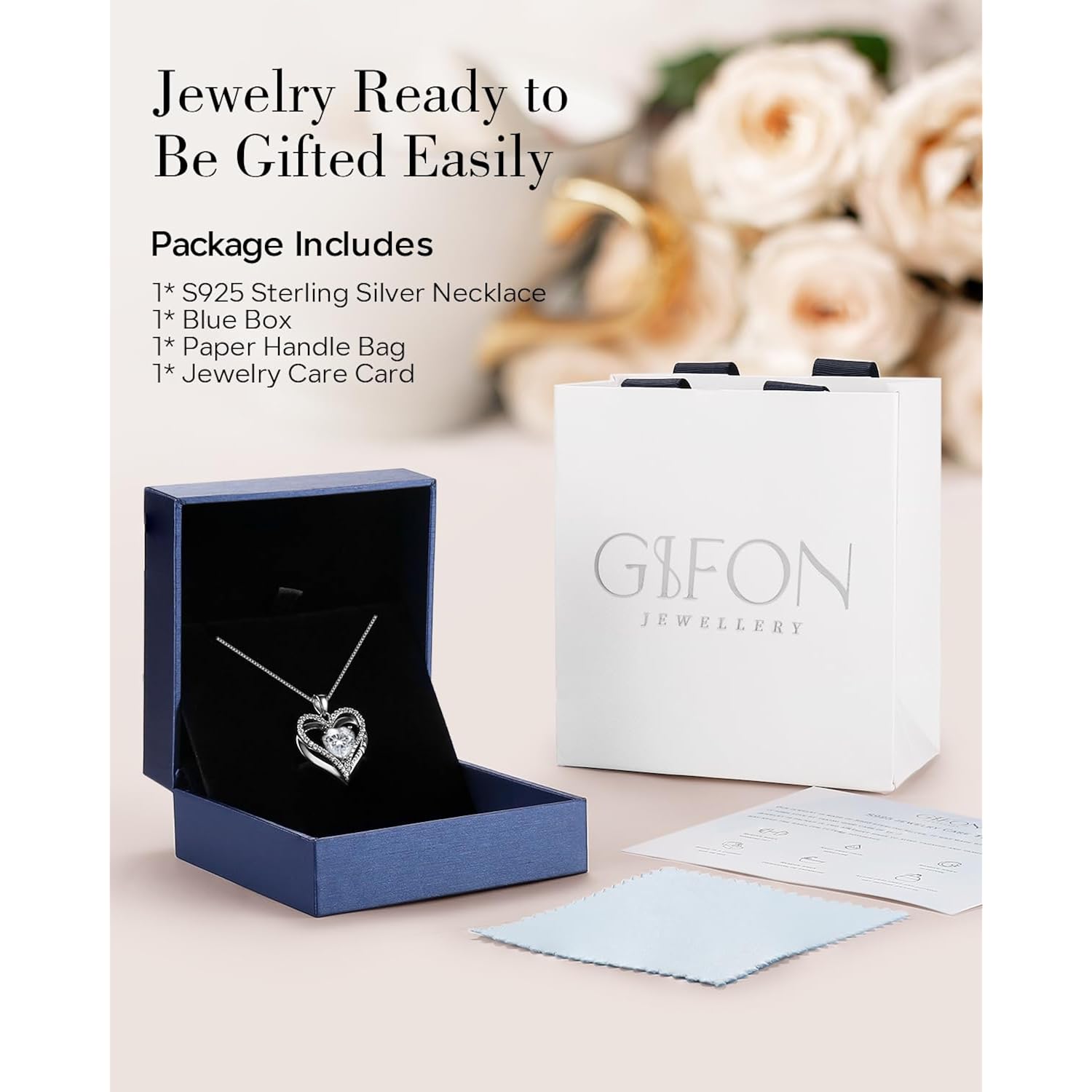 S925 Sterling Silver Necklace for Women, Wife Jewelry Rose Gold, Mom Birthday Valentines Mothers Day Gifts, Girlfriend Necklaces, Daughter Heart Jewel, Anniversary for Her
