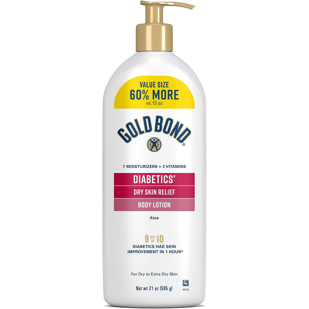 Gold Bond Diabetic Body Lotion, Dry Skin Relief With Vitamin E & Aloe To Soothe & Moisturize Flaky, Rough Skin, Value Size, 21 Oz