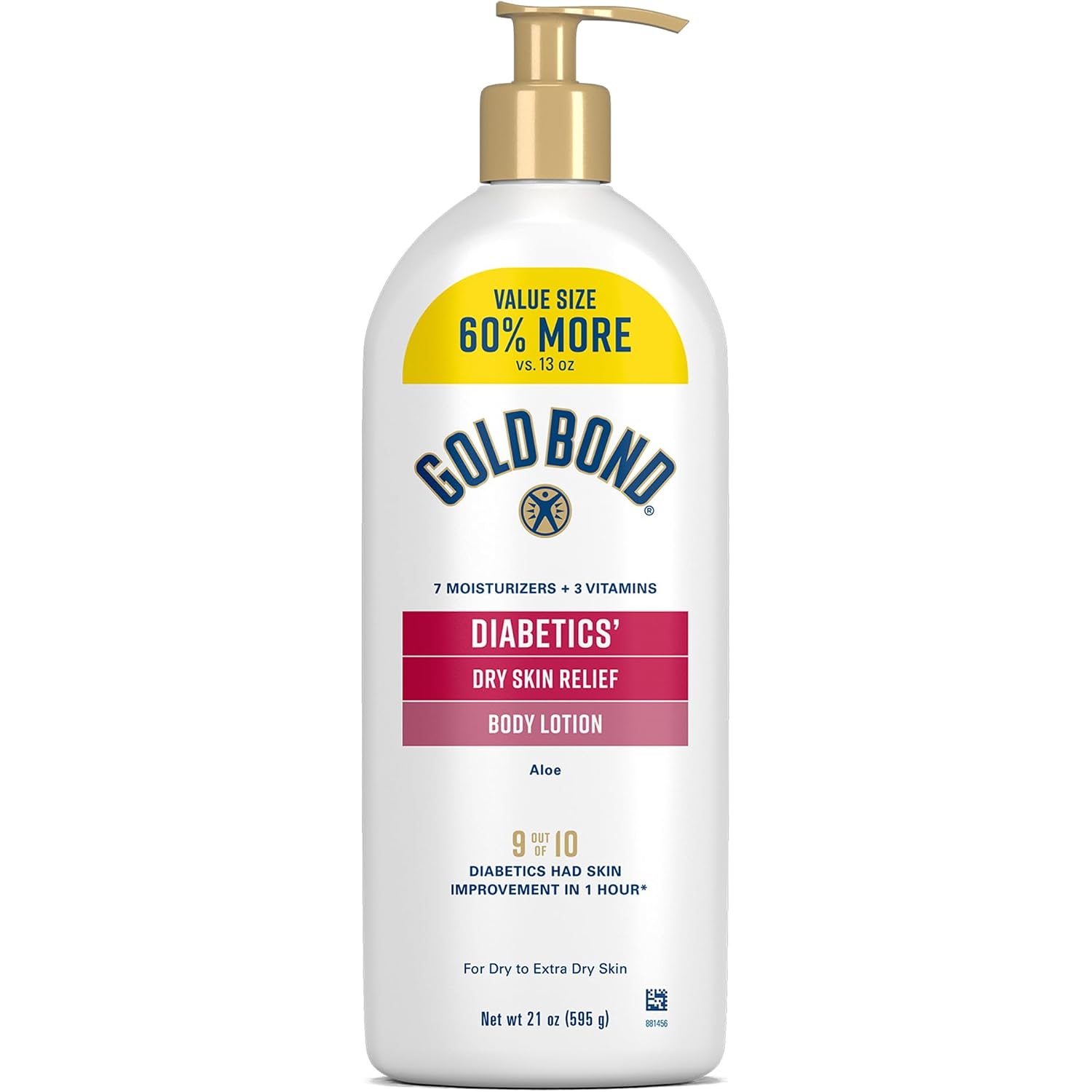 Gold Bond Diabetic Body Lotion, Dry Skin Relief With Vitamin E & Aloe To Soothe & Moisturize Flaky, Rough Skin, Value Size, 21 Oz