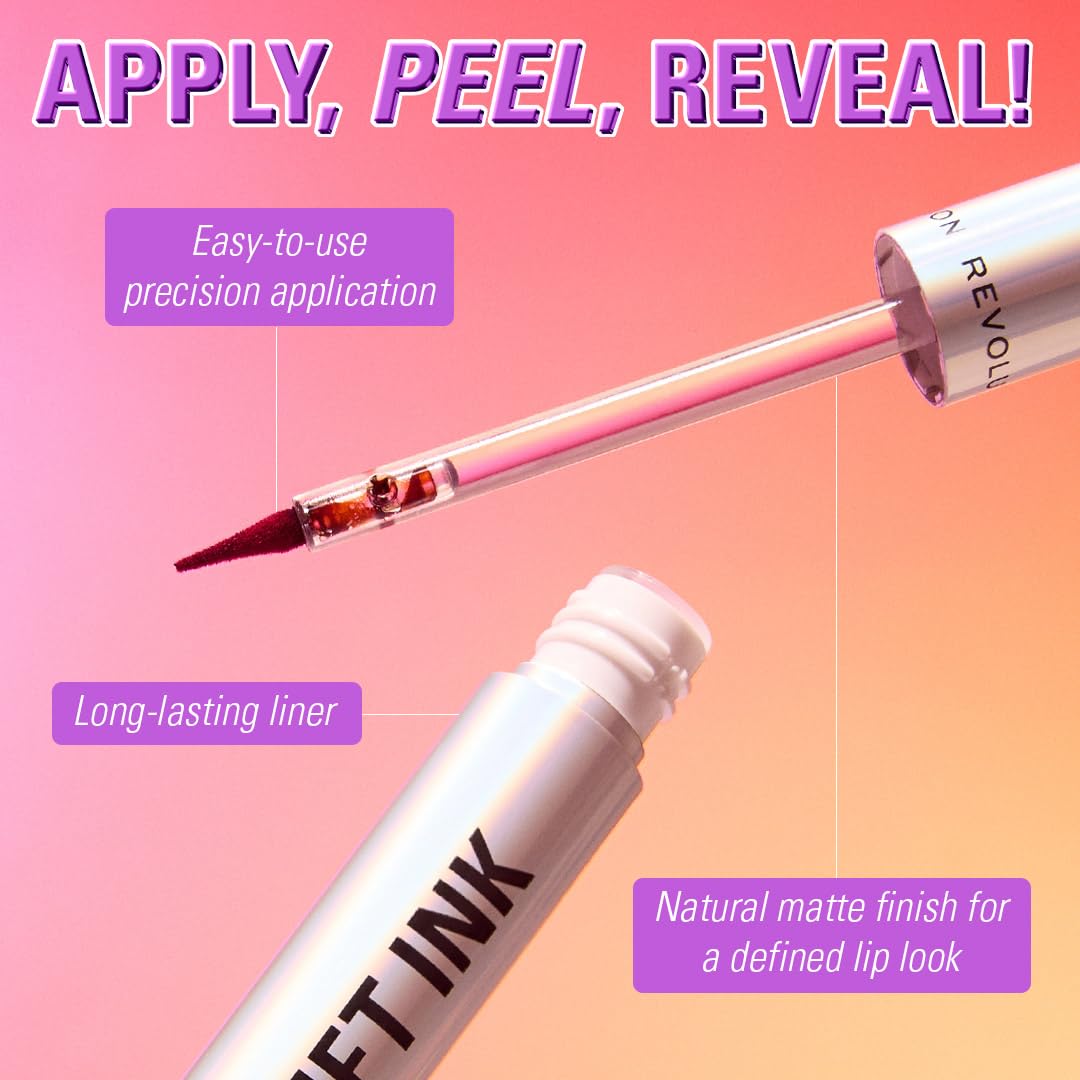 Revolution Beauty London, Lip Shift Ink Peel Off Lip Liner Stain, Long-Lasting with Matte Finish, Vegan & Cruelty-Free, Bitten Cherry