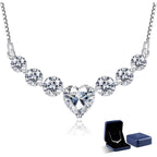 Moissanite Necklace for Women, 1.7-7.6 Carat Heart Necklace Engraved 'I LOVE YOU' Gift for Wife, Wedding Anniversary Birthday Gifts for Women, Jewelry Gifts for Her Wife Mom Girlfriend Lady