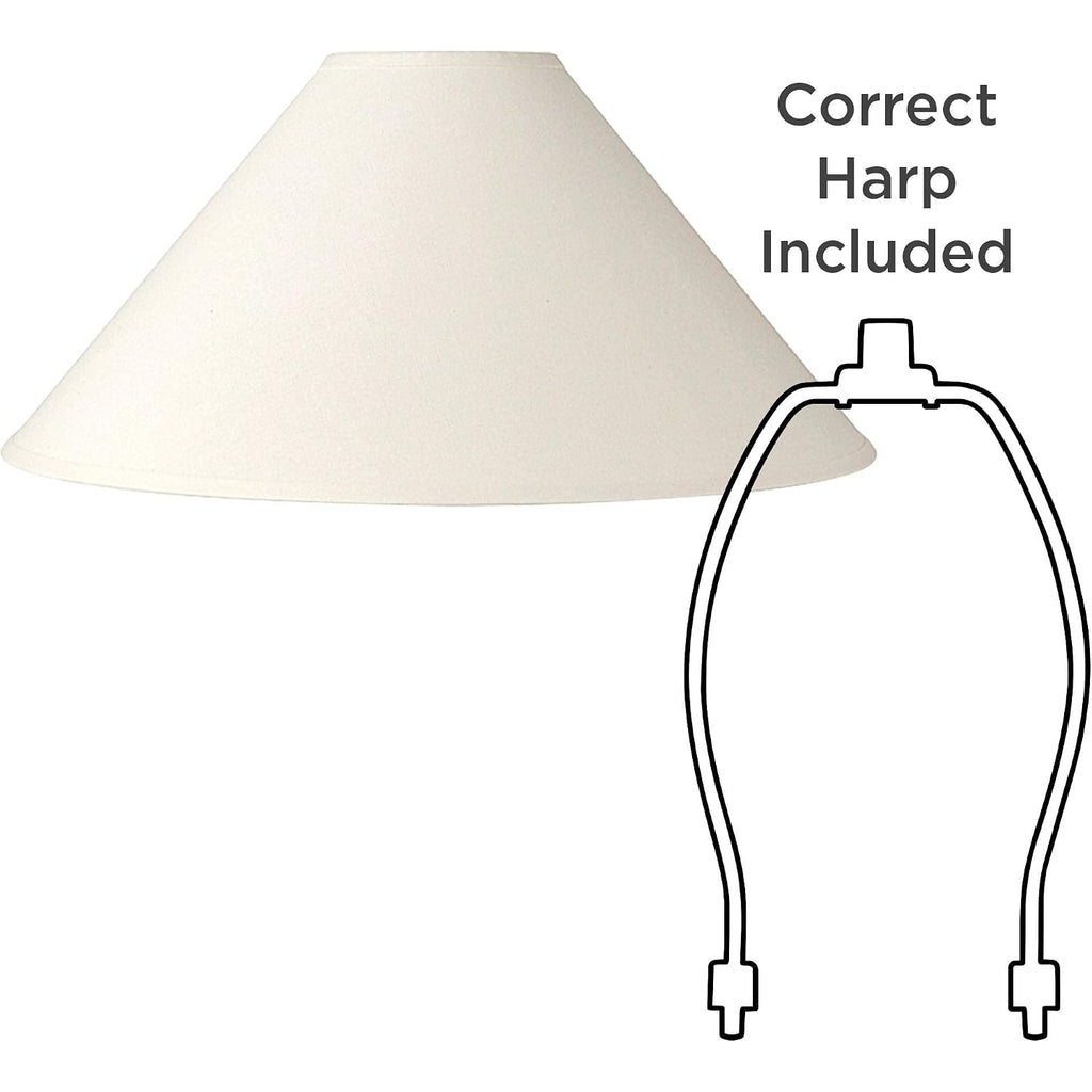 Set Of 2 Chimney Lamp Shade (Pre-Assembled) S White Large 6" Top X 23" Bottom X 13.5" Slant X 10.5" High Spider With Replacement Harp And Finial Fitting