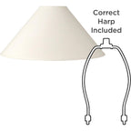 Set Of 2 Chimney Lamp Shade (Pre-Assembled) S White Large 6" Top X 23" Bottom X 13.5" Slant X 10.5" High Spider With Replacement Harp And Finial Fitting